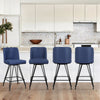 Tannat bar stool with backrest, Blue-Leather, 26"