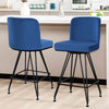 Tannat bar stool with backrest, Blue-Velvet, 26"