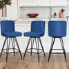 Tannat bar stool with backrest, Blue-Velvet, 26"