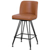 Tannat bar stool with backrest, Brown-Leather, 26"