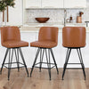 Tannat bar stool with backrest, Brown-Leather, 26"