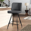 Tannat bar stool with backrest, Gray-Leather, 26"