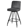 Tannat bar stool with backrest, Gray-Velvet, 26"