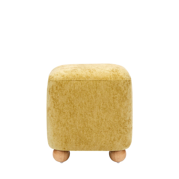 Teleki Ottoman in Yellow Chenille Fabric