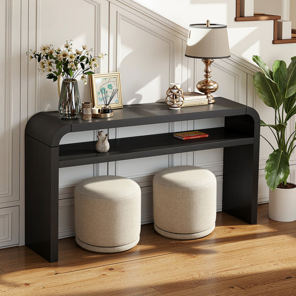 Thiako Ottoman in Beige Vani Fabric