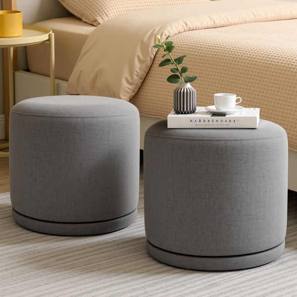 Thiako Ottoman in Charcoal Vani Fabric