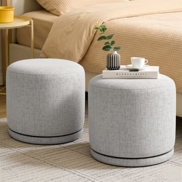 Thiako Ottoman in Taupe Vani Fabric