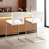 Verdot bar stool with backrest, White Leather, 26 inch