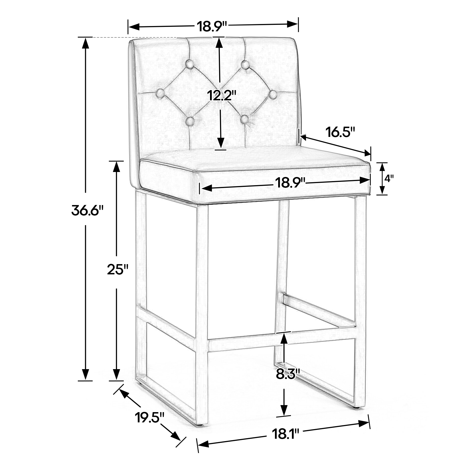 Violeta bar stool dimensions