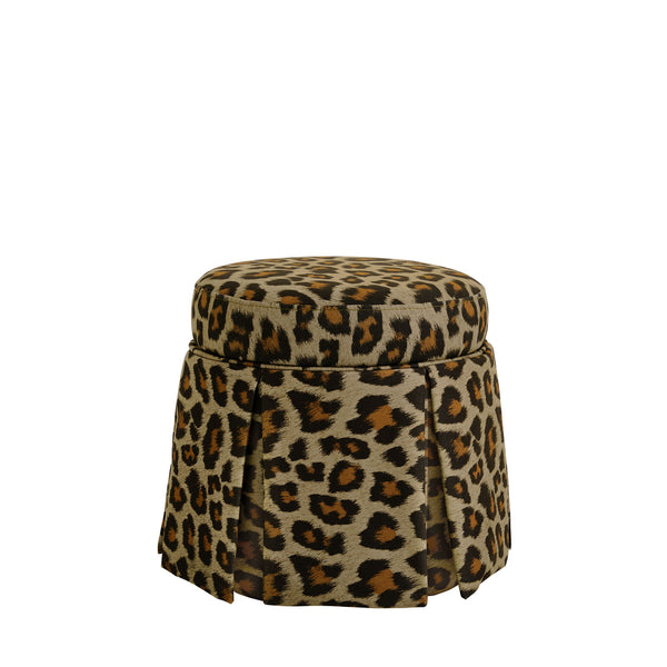 Vugava Ottoman with Storage in Leopard Fabric