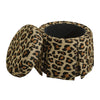 Vugava Ottoman with Storage in Leopard Fabric