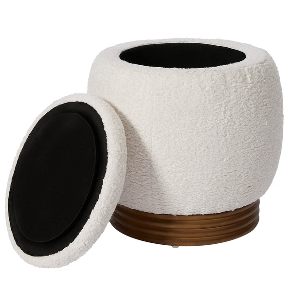 Xarello Ottoman with Storage in White Mopr Velvet