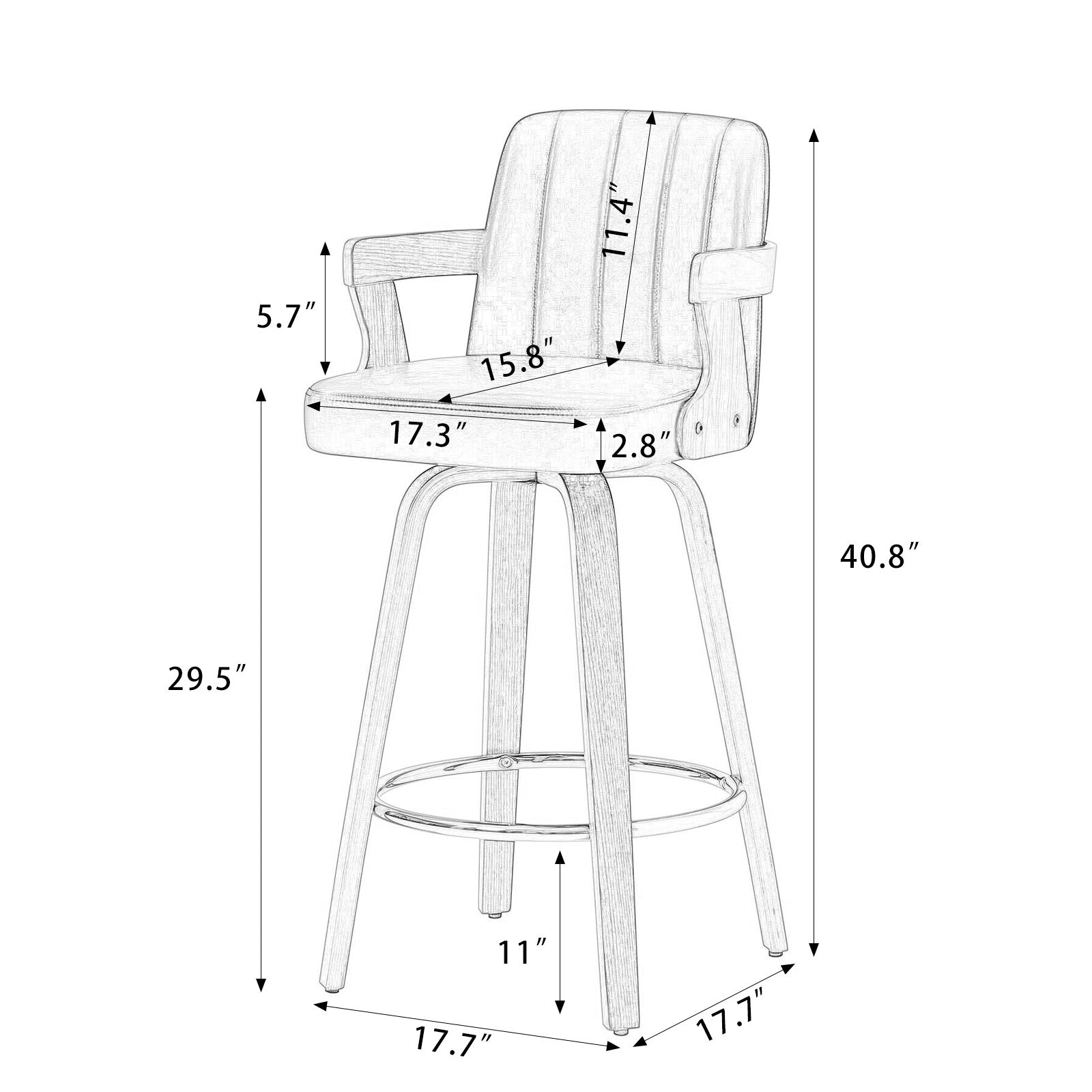 Zelen bar stool dimensions