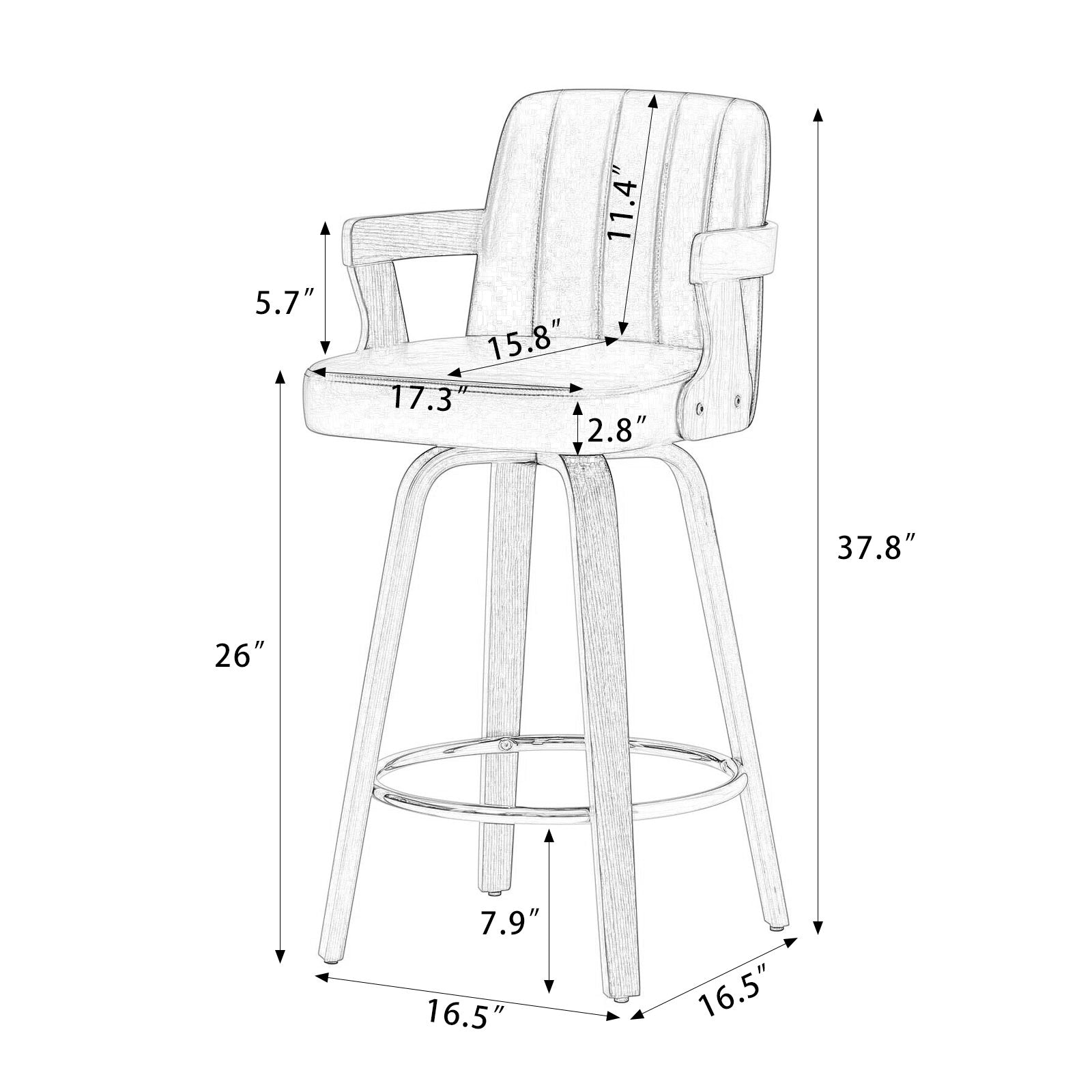 Zelen counter stool dimensions