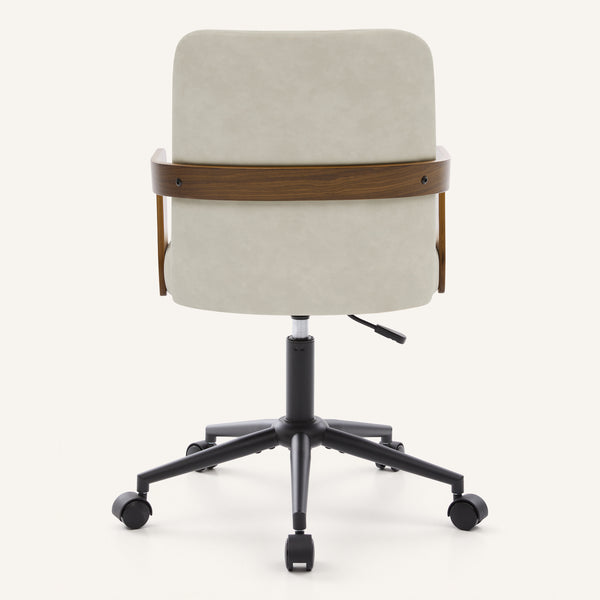 Zelen Office Chair in Beige Afus Leather, Leather Backrest
