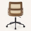 Zelen Office Chair in Beige Afus Leather, Rattan Backrest