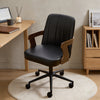 Zelen Office Chair in Black Afus Leather, Leather Backrest