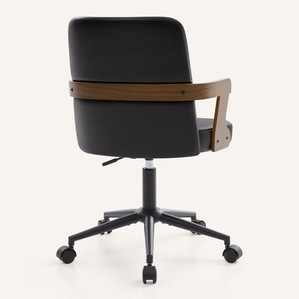 Zelen Office Chair in Black Afus Leather, Leather Backrest