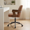Zelen Office Chair in Brown Afus Leather, Leather Backrest