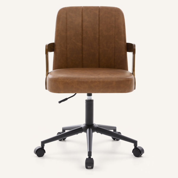 Zelen Office Chair in Brown Afus Leather, Leather Backrest