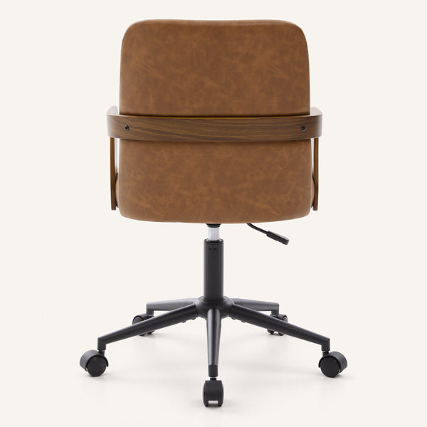 Zelen Office Chair in Brown Afus Leather, Leather Backrest
