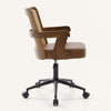 Zelen Office Chair in Brown Afus Leather, Rattan Backrest