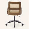 Zelen Office Chair in Brown Afus Leather, Rattan Backrest